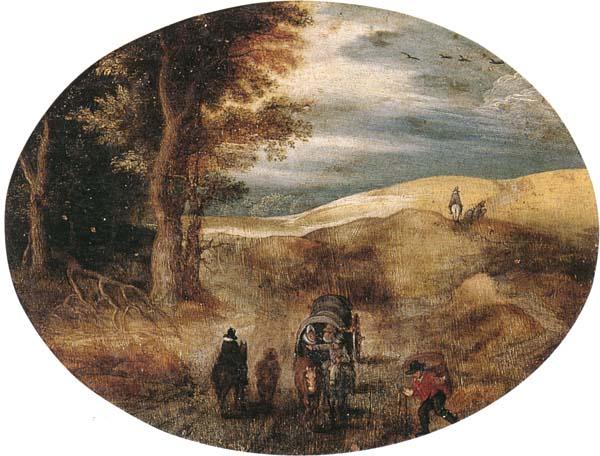 unknow artist A Hilly landscape with a Horse-Drawn cart and other Germany oil painting art